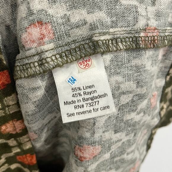 Sonoma Linen Blend Sundress Women XL Flare Green Resort Beach Vacation - Picture 5 of 8